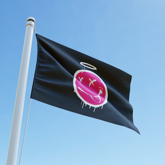 NU SKOOL PINK SMILEY FLAG